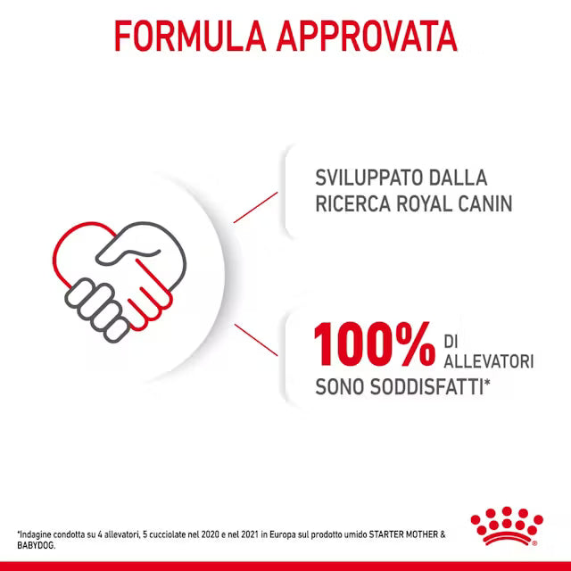 Icona mano e zampa, testo sulla soddisfazione al 100% degli allevatori Icona mano e zampa, testo sulla soddisfazione al 100% degli allevatori